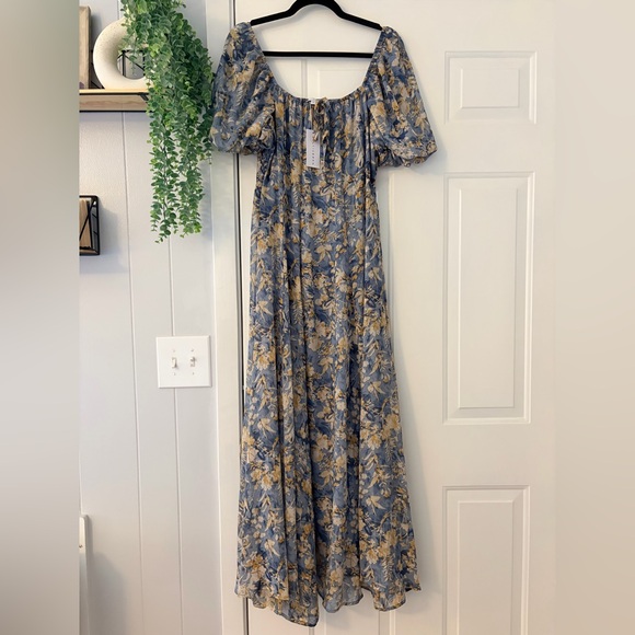 Baltic Born Floral Maxi Dress in Blue and Cream - Picture 4 of 9